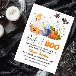 Invitation Peek-A   Little Ghost Halloween Baby Shower