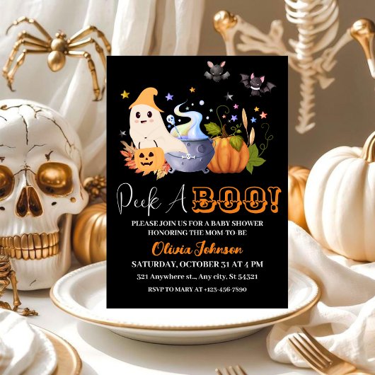 Invitation Peek-A | Little Ghost Halloween Baby Shower