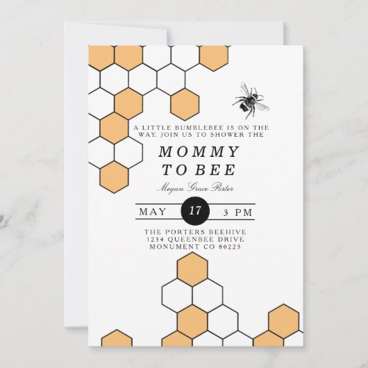 Invitation Peigne moderne | Baby shower Bumblebee (Devant)