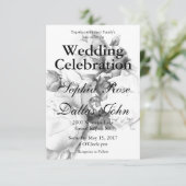 Invitation Peine blanche noire élégante aquarelle florale art (Debout devant)