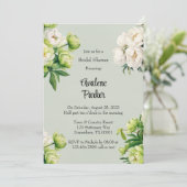 Invitation Peine blanche verte Elégante Fête des mariées (Debout devant)