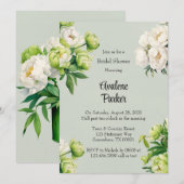 Invitation Peine blanche verte Elégante Fête des mariées (Devant / Derrière)