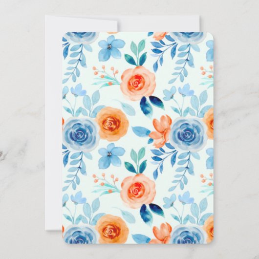 Invitation Peine Bleu Clair Orange Peony Enregistrer Les Cart (Dos)