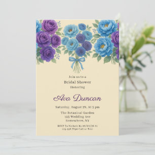 Invitation Peine Bleue & Fig Purple Rose Fête des mariées
