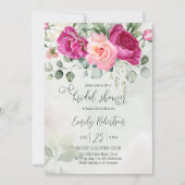 Invitation Peine de magenta rose rose eucalyptus verdure (Devant)