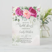 Invitation Peine de magenta rose rose eucalyptus verdure (Debout devant)