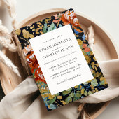 Invitation Peine florale Burnt Orange Peony Mariage de code Q