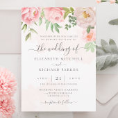 Invitation Peine florale rose pâle tout en un Mariage de code