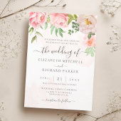 Invitation Peine florale rose pâle tout en un Mariage de code