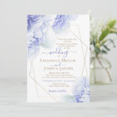 Invitation Peine lilas violette mariage aquarelle florale (Debout devant)