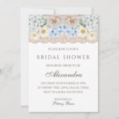 Invitation Peine rose blanche bleu Hydrangea Fête des mariées (Devant)