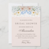 Invitation Peine rose blanche bleu Hydrangea Fête des mariées (Devant)