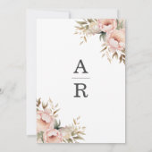 Invitation Peine rose simple et Mariage Feuille vert (Dos)