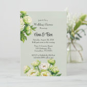 Invitation Peine verte et blanche Elégante douche de mariage (Debout devant)