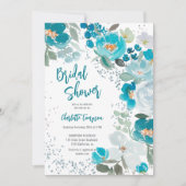 Invitation Peint à la main Blue chic Floral Winter nuptiale d (Devant)