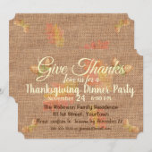 Invitation Peint Burlap Thanksgiving Personnalisé (Devant / Derrière)