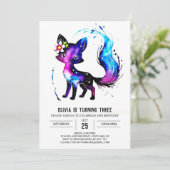 Invitation Peint Fille Fox numérique fille anniversaire (Debout devant)