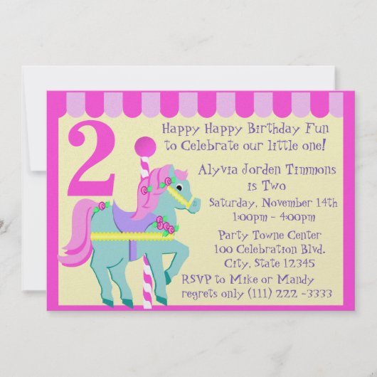 Invitation Peint Poney / Anniversaire (Devant)