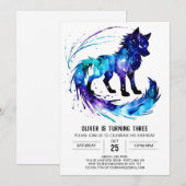 Invitation Peint Simple Wolf Digital Boy Anniversaire (Devant / Derrière)