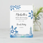 Invitation peinte à la main de Lighthouse Beach (Debout devant)