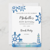 Invitation peinte à la main de Lighthouse Beach (Devant)