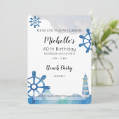 Invitation peinte à la main de Lighthouse Beach (Debout devant)