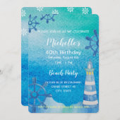 Invitation peinte à la main de Lighthouse Beach (Devant / Derrière)