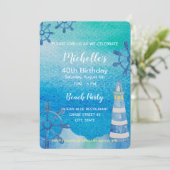 Invitation peinte à la main de Lighthouse Beach (Debout devant)