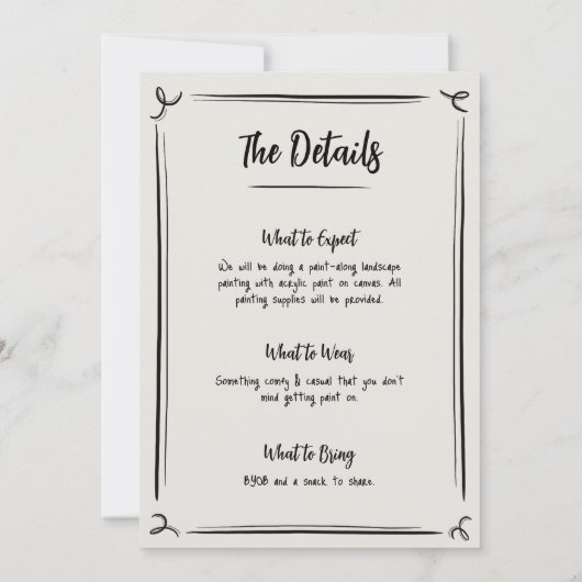 Invitation peinte à la main pour une soirée peintu (Dos)