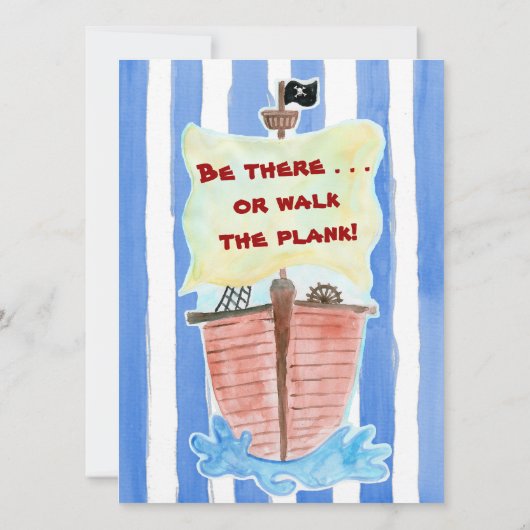 Invitation peinte d'anniversaire de bateau de (Dos)