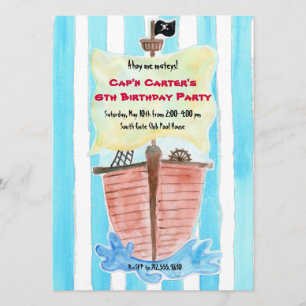 Invitation peinte d'anniversaire de bateau de
