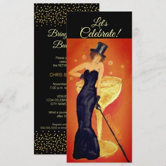 Invitation Peinte de Champagne pour Fêter (Devant / Derrière)