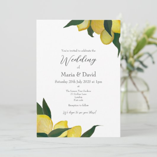 Invitation Peints à l'huile Citrons (Debout devant)