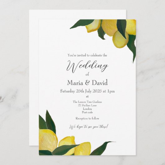 Invitation Peints à l'huile Citrons (Devant / Derrière)