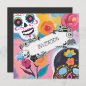 Invitation Peinture à crâne de sucre floral (Devant / Derrière)