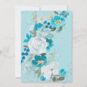 Invitation Peinture à la main Bleue glace Floral Hiver nuptia (Dos)