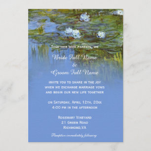 Invitation peinture à l'huile de nénuphars vintage mariage