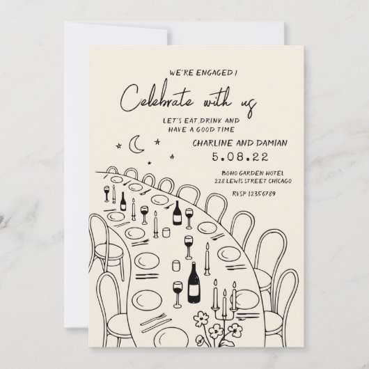 Invitation Peinture à main Fiançailles contemporain (Devant)