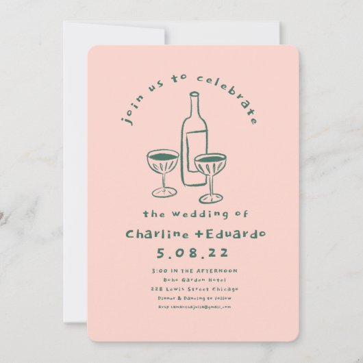 Invitation Peinture à main Mariage d'art contemporain (Devant)