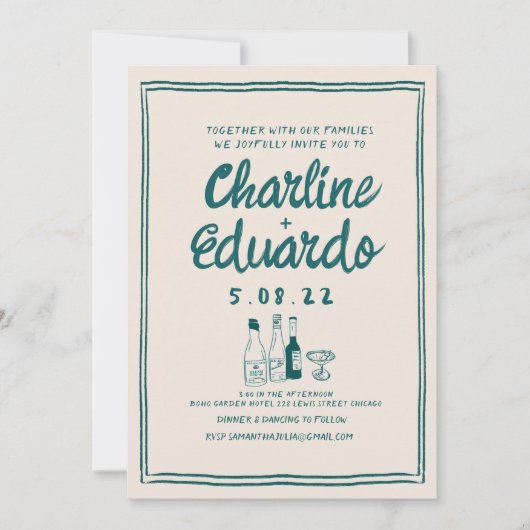 Invitation Peinture à main Mariage d'art contemporain (Devant)