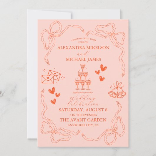 Invitation Peinture à main Mariage d'art contemporain (Devant)