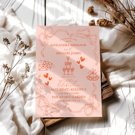 Invitation Peinture à main Mariage d'art contemporain