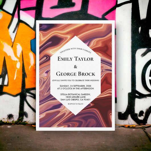 Invitation Peinture Abstraite à l'huile de lave moderne Maria