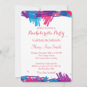 Invitation Peinture Abstraite avec Water Color Bachelor Party