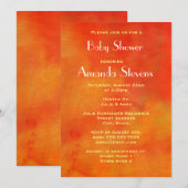 Invitation Peinture Abstraite moderne en Baby shower orange (Devant / Derrière)