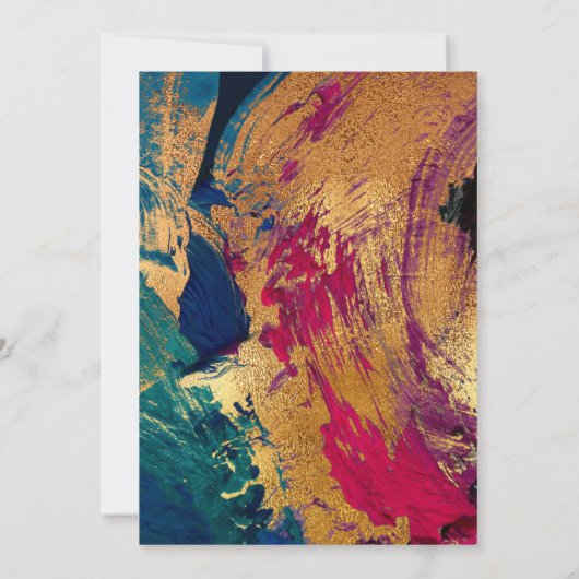 Invitation Peinture abstraite moderne or noir rouge mariage (Dos)