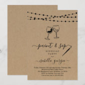 Invitation Peinture & Apéritif d'anniversaire, enterrement de (Devant / Derrière)