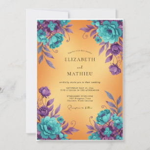 Invitation Peinture Aqua Plum Mariage