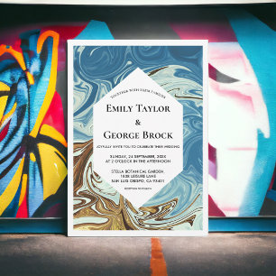 Invitation Peinture Aquarelle Bleue Élégante et Abstraite pou