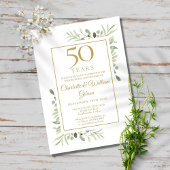Invitation Peinture aquarelle de verdure pour le 50e annivers